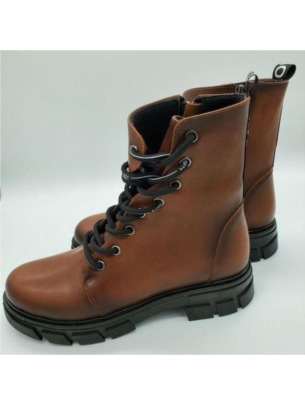 Dark brown leather medium length boots